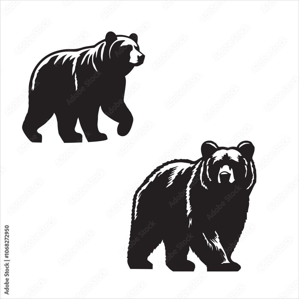 Black and White Polar Bear Silhouettes Black and White Polar Bear Silhouettes
