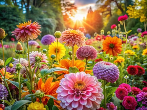 Captivating Documentary Photography of Vivid Garden Flowers Showcasing Nature's Colors and Diversity in a Serene Outdoor Setting, Perfect for Botanical Lovers and Environmental Awareness