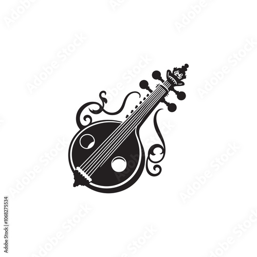 Sarangi Vector Silhouette - Minimalist Sarangi Illustration