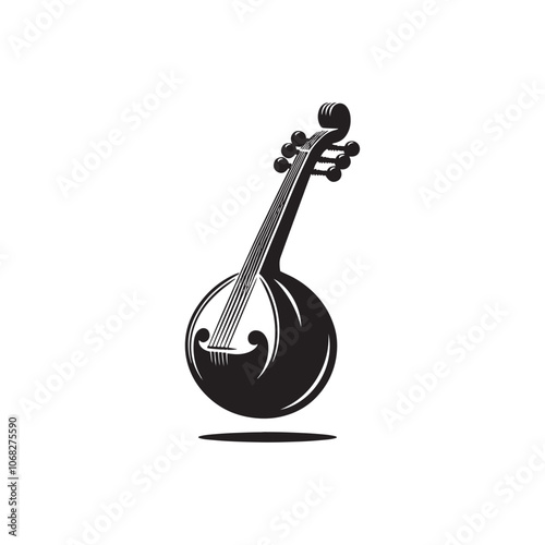 Sarangi Vector Silhouette - Minimalist Sarangi Illustration