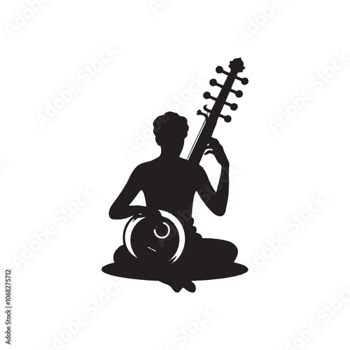 Sarangi Vector Silhouette - Minimalist Sarangi Illustration