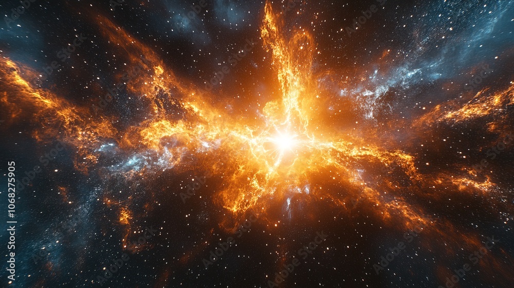 Naklejka premium Space background with gamma ray bursts