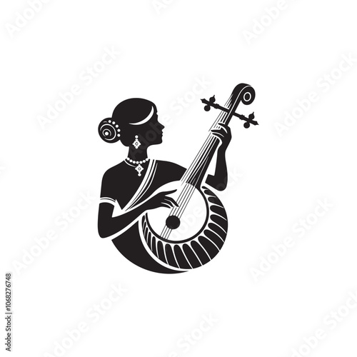 Sarangi Vector Silhouette - Minimalist Sarangi Illustration