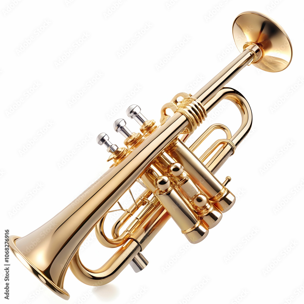 Obraz premium A trumpet showcased against a white background