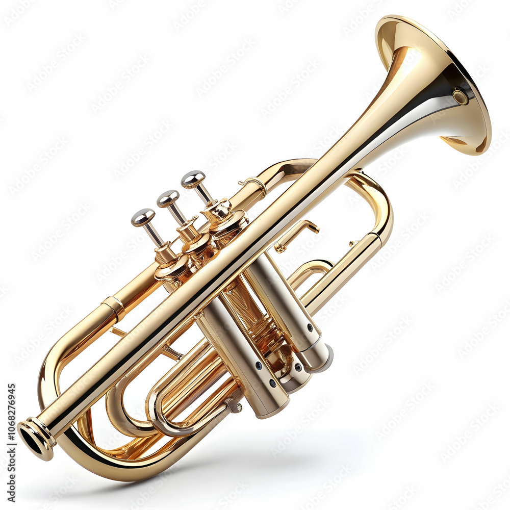 Obraz premium A trumpet showcased against a white background