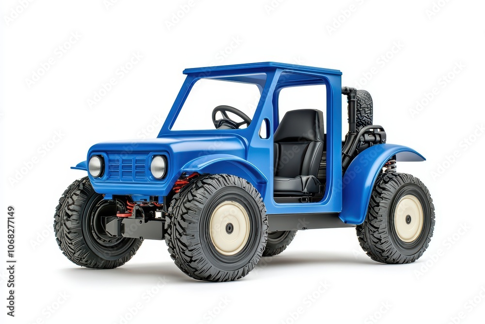 Blue toy vehicle on a white isolated background, perfect for children's play or promotional materials. Blue toy vehicle on a white isolated background, perfect for children's play or promotional materials.