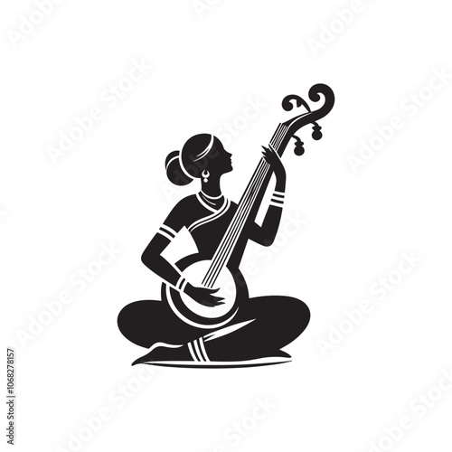 Sarangi Vector Silhouette - Minimalist Sarangi Illustration