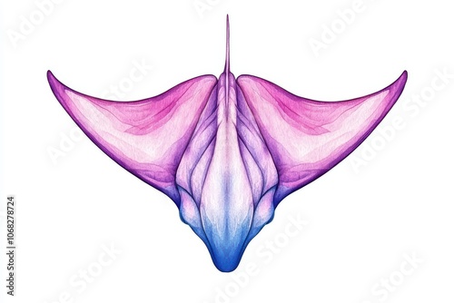 Colorful illustration of a manta ray, white isolated background. photo