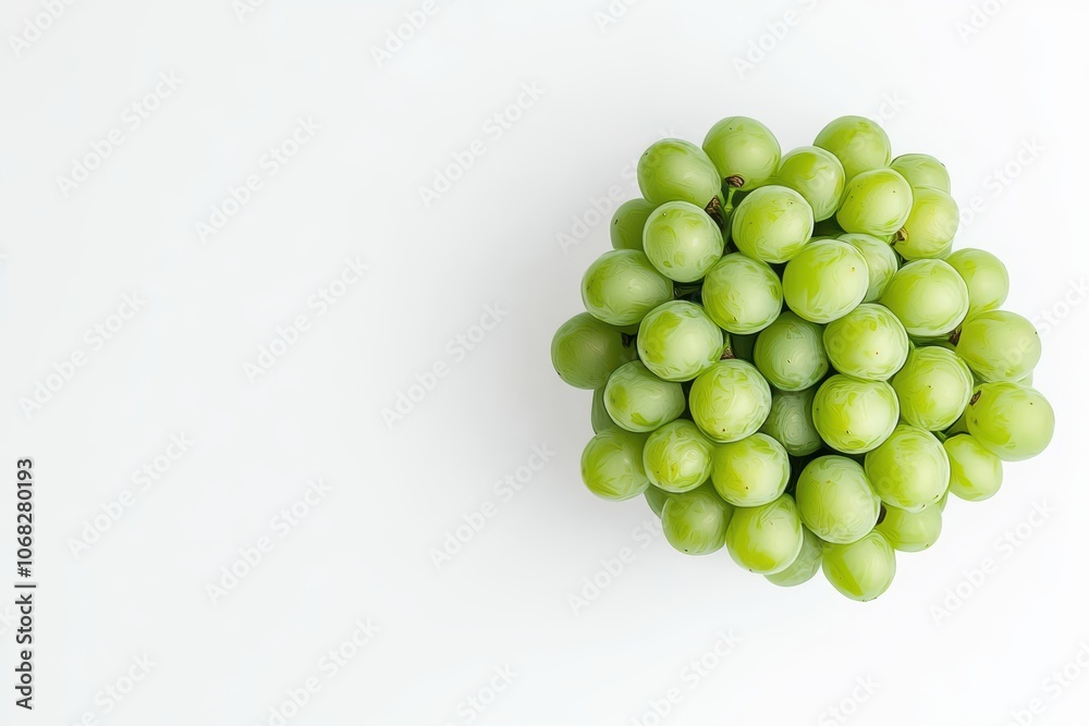 Fresh green grapes on a white background, perfect for healthy eating and recipes.
