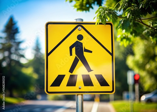 Road Sign Pedestrian Crossing Icon Silhouette - Vector Style for Urban Safety, Traffic Awareness, and Public Signage Use in Graphic Design and Digital Applications