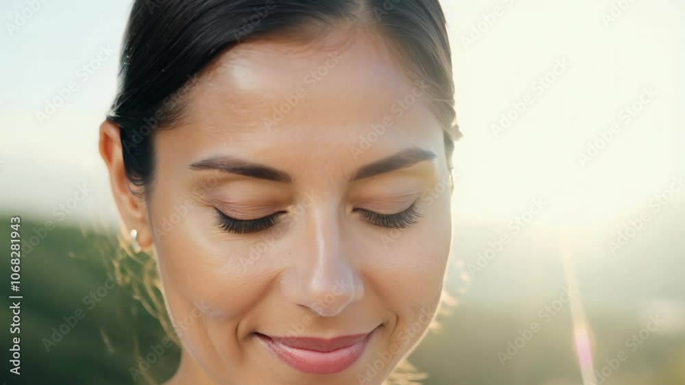 A woman meditating peacefully with her eyes closed in soft daylight, gentle zoom effect. A woman meditating peacefully with her eyes closed in soft daylight, gentle zoom effect.