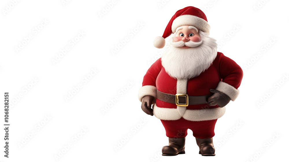 Santa Claus stands joyfully, ready for Christmas Santa Claus stands joyfully, ready for Christmas