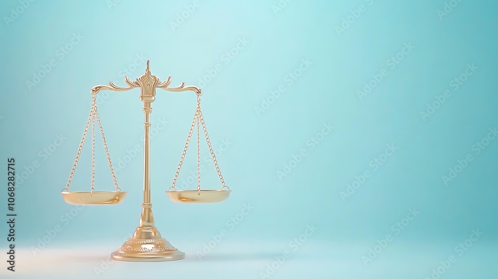 A gold scale with two sides and a chain hanging from it A gold scale with two sides and a chain hanging from it