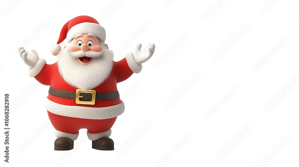 Santa Claus greets everyone with cheer and joy
