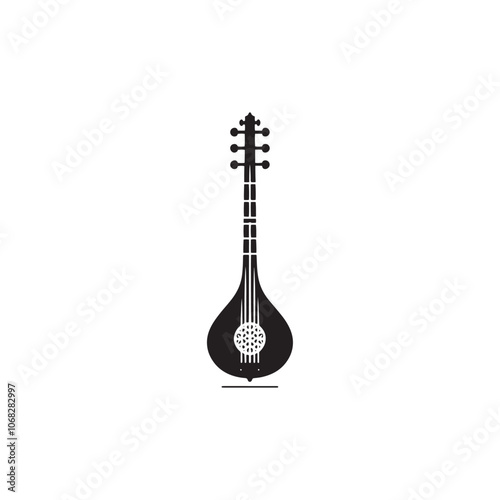 Saz Silhouette - Minimalist Saz Illustration - Vector Of Saz.