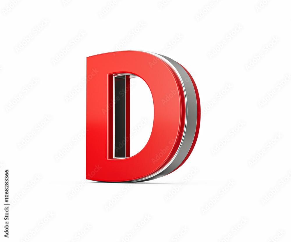 Vibrant Red Capital Letter D Gleams With Its Sleek Design Bold Font With Sharp Edges 3D Illustration Vibrant Red Capital Letter D Gleams With Its Sleek Design Bold Font With Sharp Edges 3D Illustration