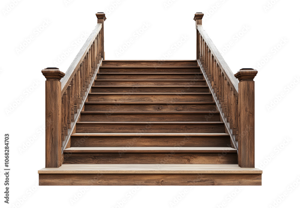 Fototapeta premium Wood staircase isolated on transparent background