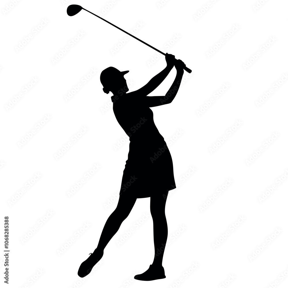 a golf player woman standing pose vector silhouette isolated white background a golf player woman standing pose vector silhouette isolated white background