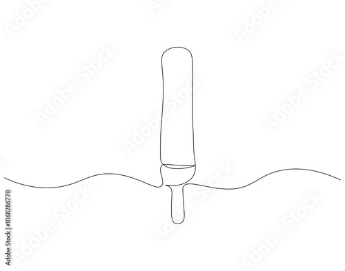 Continuous one line drawing of ice cream stick. One line drawing illustration of delicious ice cream stick. Dessert, sweet and cold food concept single line. Editable outline