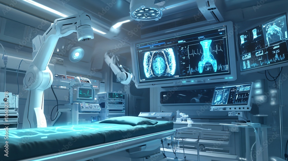 Advanced Robotic Surgery Operating Room with Medical Equipment Advanced Robotic Surgery Operating Room with Medical Equipment