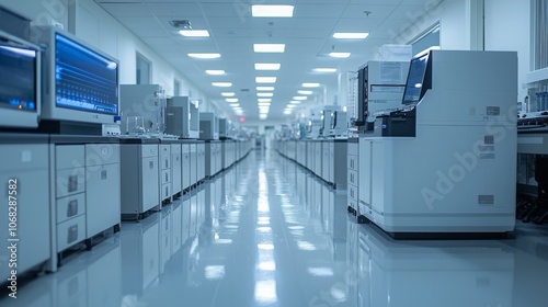 Modern Laboratory Corridor with High Tech Equipment and Clean Design