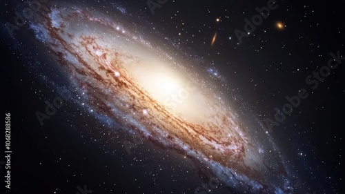 a spiral galaxy in space, its luminous core and swirling arms filled with stars and cosmic dust.