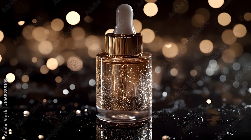 Premium Luxurious Skincare Serum in Opulent Glass Container with Metallic Detailing Premium Luxurious Skincare Serum in Opulent Glass Container with Metallic Detailing