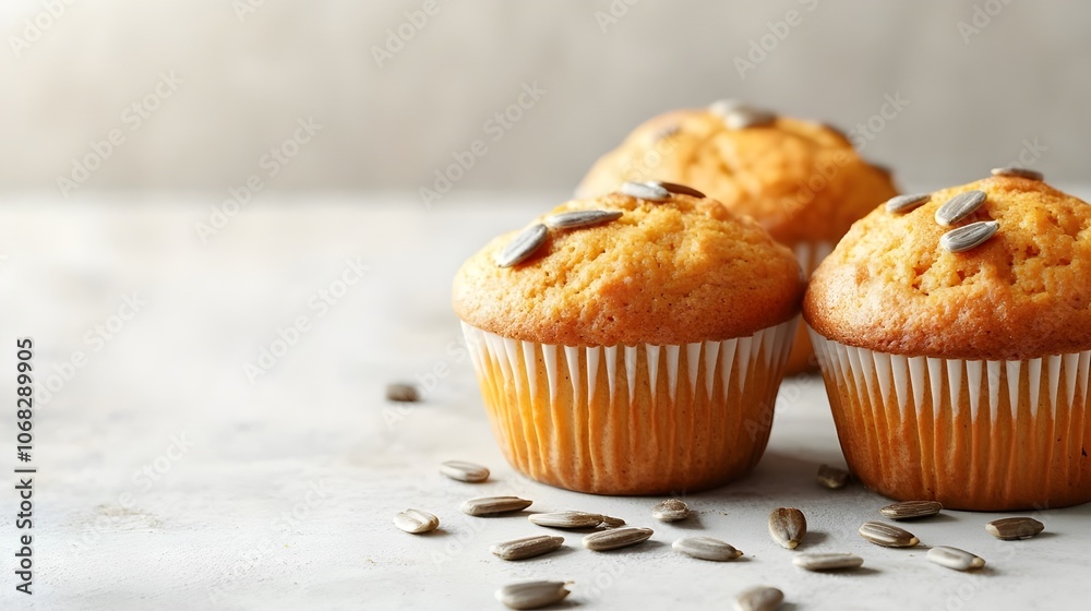 Pumpkin Muffins Arranged on White Background. Pumpkin Muffins Arranged on White Background.