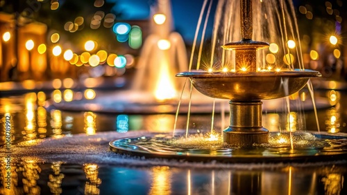 Captivating Minimalist Night Photography of Water Fountain Details with Soft Lighting and Reflective Surfaces for Contemporary Aesthetic Appeal