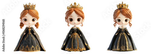 Cute 3D duchess character set isolated on white background