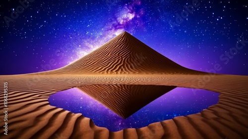 Desert Dune Reflection Night Sky Milky Way Stars Sand Landscape