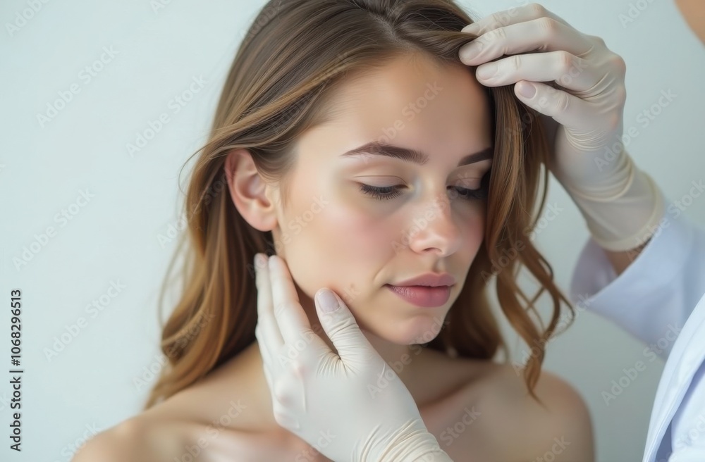 Beautiful young woman during a cosmetic procedure Beautiful young woman during a cosmetic procedure