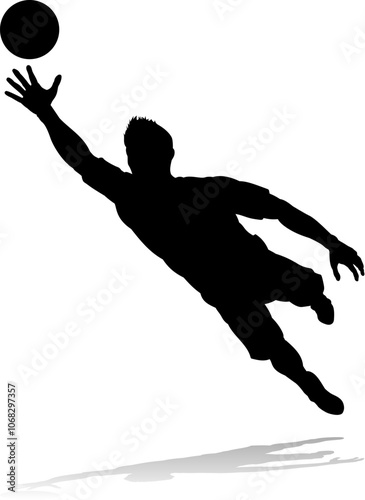 A soccer or football player male silhouette man