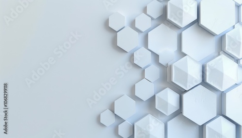 Abstract Geometric Pattern of White Hexagons on a White Background