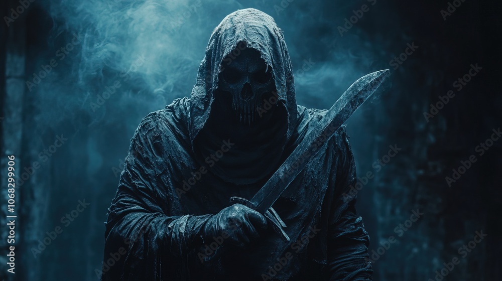 Scary grim reaper in the dark Scary grim reaper in the dark