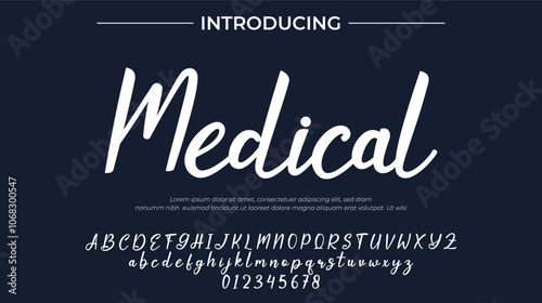 Medical Font Stylish brush painted an uppercase vector letters, alphabet, typeface