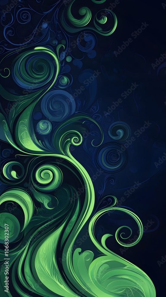 Mesmerizing Swirling Waves of Vivid Green and Soothing Navy on an Ethereal Background Mesmerizing Swirling Waves of Vivid Green and Soothing Navy on an Ethereal Background