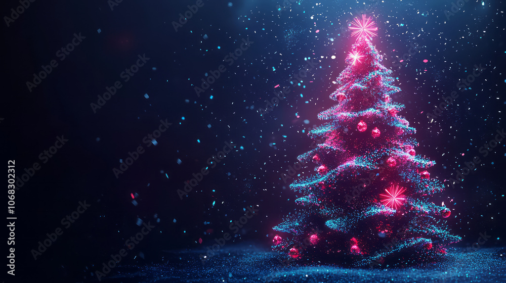 Abstract Christmas tree with copy space on dark background Abstract Christmas tree with copy space on dark background