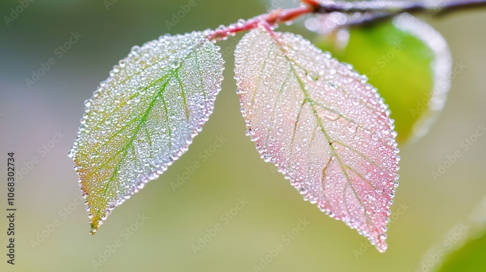 Tranquil Beauty of Nature: Close-Up of Dew-Glistening Vibrant Leaf in Sunlit Forest Tranquil Beauty of Nature: Close-Up of Dew-Glistening Vibrant Leaf in Sunlit Forest
