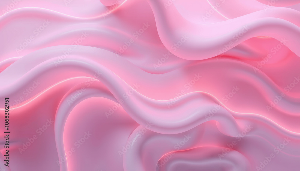 Fototapeta premium Soft pink fluid waves create serene and calming background, perfect for various design projects. gentle curves and smooth texture evoke sense of tranquility and elegance
