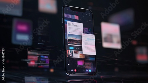 Smartphone with multiple apps open on screen