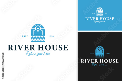 Cozy river house logo design for rural living and nature branding