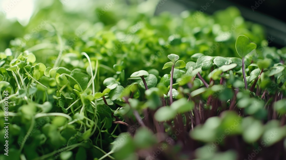 Fresh Microgreens Growing in a Garden Setting Fresh Microgreens Growing in a Garden Setting