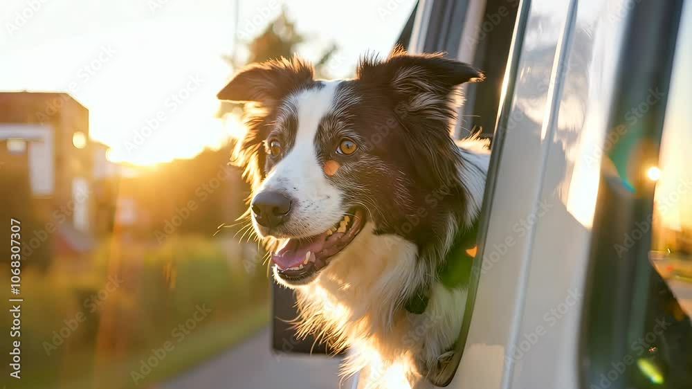 Pet dogs outside the car window 4K collection 