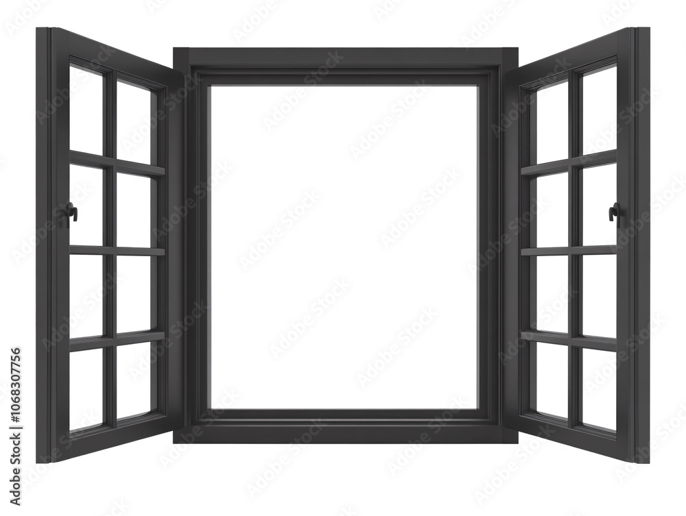 a black window with white background a black window with white background
