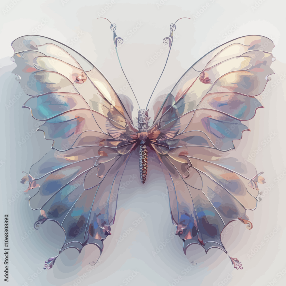 Fototapeta premium 3d rendering of a butterfly on a white background. Computer digital drawing. 