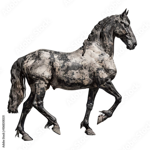 3d rendering of a black horse isolated on white background with clipping path 