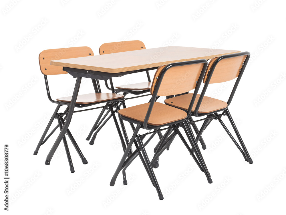 a table and chairs with a white background a table and chairs with a white background