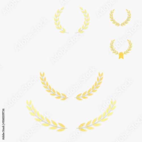 Transparent background element set featuring award laurel wreaths in png format decoration png Illustration 