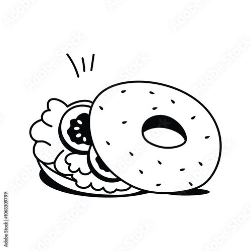 Sliced bagel, perfect for breakfast or snack with toppings